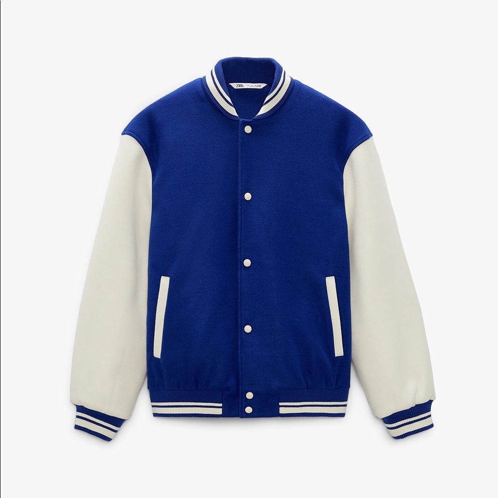COPY - ZARA COMBINATION BOMBER JACKET / VARSITY JACKET - MENS SMALL